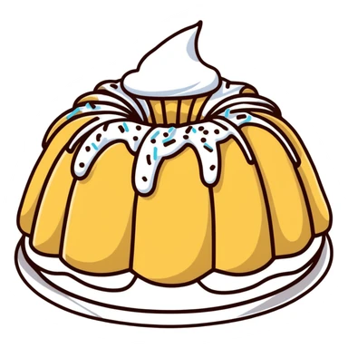 vanilla bundt cake with chocolate frosting and white sprinkles sticker