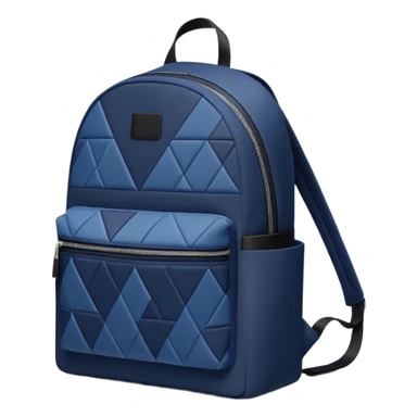 A stylish backpack, medium-sized, with a modern design in navy blue and black. It features a geometric pattern of subtle triangles across the front pocket, giving it a sleek yet dynamic look sticker