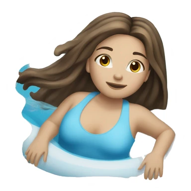 Brunette hair white girl floating in the pool, wearing a tube around her. Half pool half girl sticker