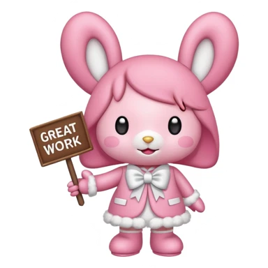 "my melody" with sign that says great work sticker