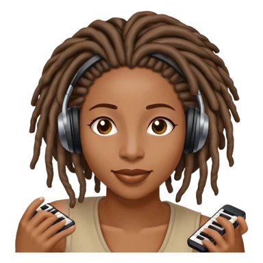 Black woman with locs enjoying music
 sticker