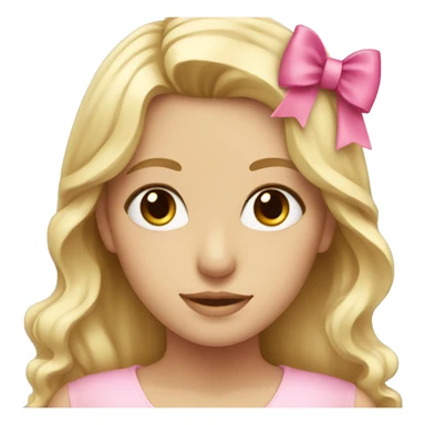 blonde girl with pink bow and brown eyes  sticker
