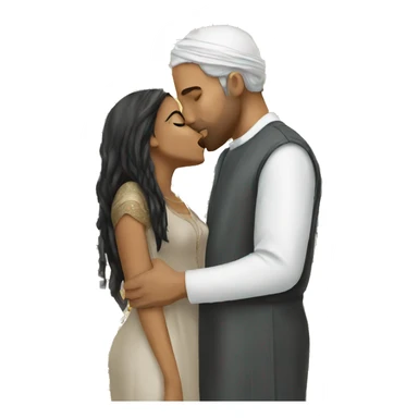arab girl kissing white man sticker