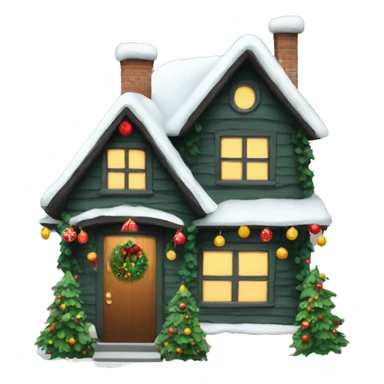 House with Christmas decorations sticker