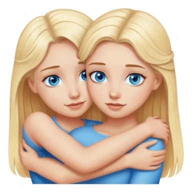 Two blonde girls with blue eyes hug sticker