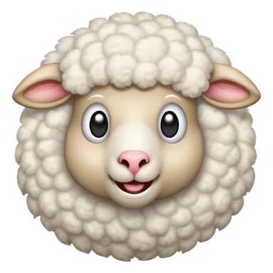 Cinematic Comical Sheep Portrait Emoji, Head tilted dramatically with an exaggeratedly amused expression, featuring a strikingly fluffy white fleece with a quirky pattern and wide, expressive eyes filled with playful disbelief, Simplified yet hilariously expressive features, highly detailed, glowing with a slightly sassy glow, high shine, dramatic yet playful, stylized with an air of cheeky mischief, bright and endearing, soft glowing outline, capturing the essence of a spirited and over-the-top sheep, so meme-worthy it feels like it could baa its way into internet fame instantly! sticker