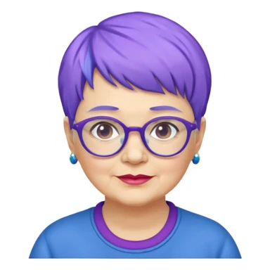 mujer muy mayor un poco gorda pelo azul o morado pixie cut  sticker