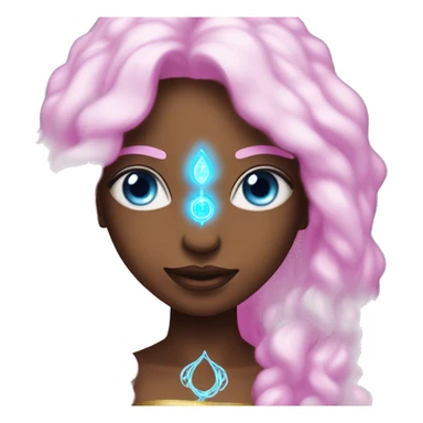 magical diva with thin pink andromedan skin long hair and blue eyes glowing third eye sticker