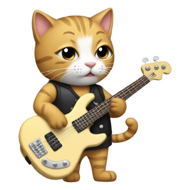 Cat wearing a gi playing bass sticker