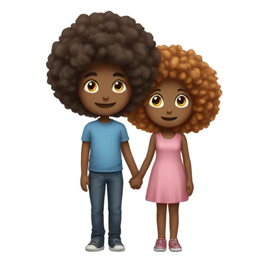 boy with fluffy hair holding hands with girl sticker