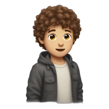 fluffy brown hair boy sticker