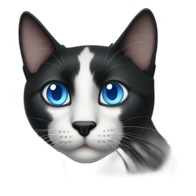 black cat with white stipe and blue eyes sticker