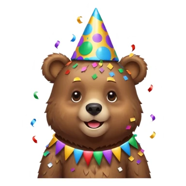 Partying bear cub with confetti  sticker