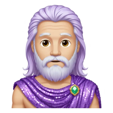 Jupiter from Roman Deities with long white hair and beard, lilac sequin toga sticker