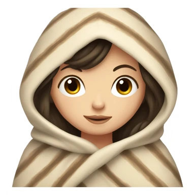 White  girl with dark hair cozy in a blanket sticker