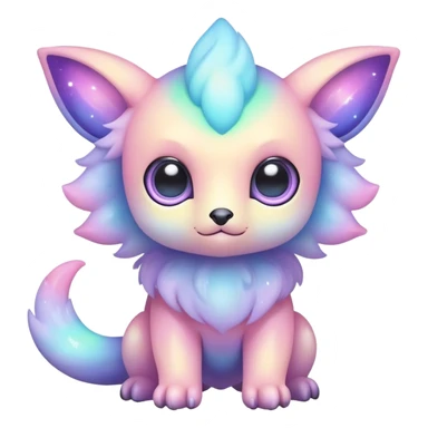 Cute adorable kawaii colorful pastel nebula fantasy animal hybrid Fakemon full body big eyes  sticker
