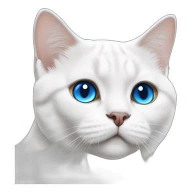 White British shorthair cat face with blue eyes sticker