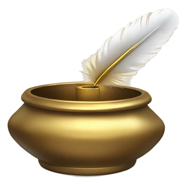 gold inkpot white feather sticker