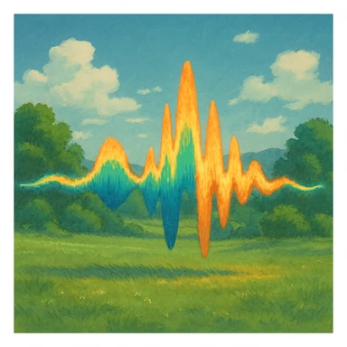 ghibli style illustration of a sound wave sticker