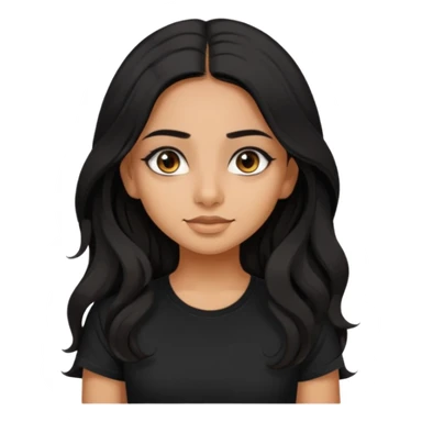 a pretty tan indian bratz girl. eyeliner on, wearing a black tshirt. wavy long BLACK coloured hair sticker