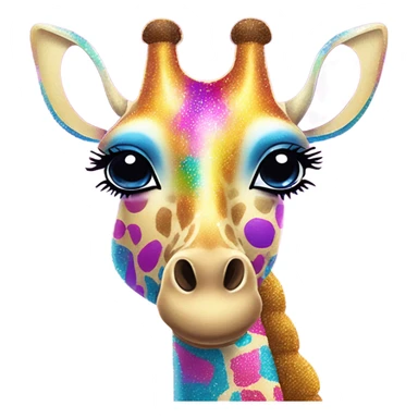 Lisa frank glitter giraffe with eyelashes sticker