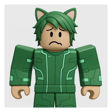 Edit the character in the reference image to have a confused expression, keeping the original Roblox style, outfit, and face color exactly as in the reference image. sticker