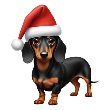 Dog dachshund with Christmas hat  sticker