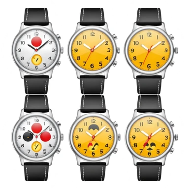 Make an image of 5 watches with the time set to 11:55 sticker