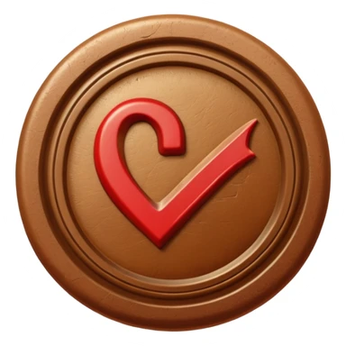 wax seal in the form of a check mark sticker