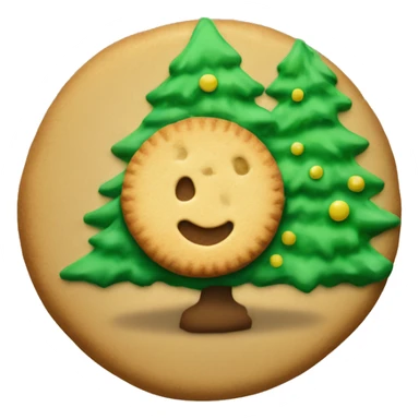 Just One simple Round plain cookie with a green Christmas tree in the center very basic sticker