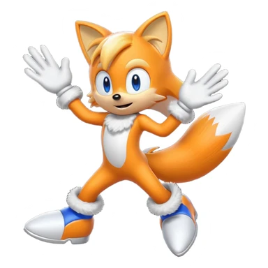 Tails from Sonic the Hedgehog, flying with twin tails spinning sticker