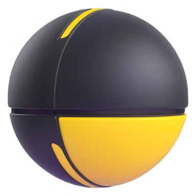 Ultra Ball from Pokemon, black and yellow top half, white bottom half sticker