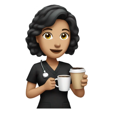 Hispanic woman in black scrubs holding a coffee in her hand sticker