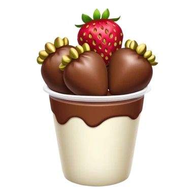 Chocolate covered Strawberries with pistachios in a plastic cup sticker
