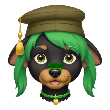green haired fully black dog with earring and hat sticker