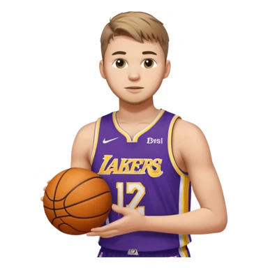 Luka doncic in Lakers uniform with basketball sticker