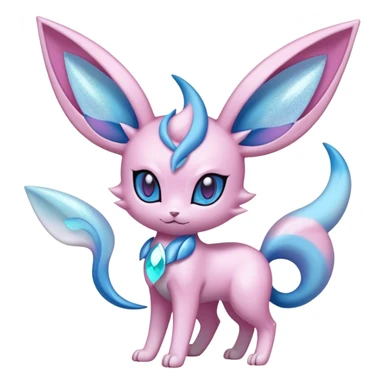 Shiny Cool Sparkly Cute Ethereal Espeon-Sylveon-Glaceon-Fakemon-hybrid-fusion- full body sticker