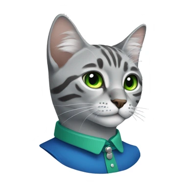 Grey tabby with blue collar and green eyes sticker