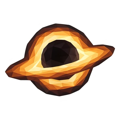 polygonal style black hole with glowing accretion disk, inspired by Interstellar sticker