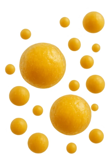 cellule di grasso gialle (adipociti) fluttuano in aria, iperrealistico 4k sticker