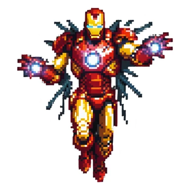 Iron Man flying with repulsor beams sticker