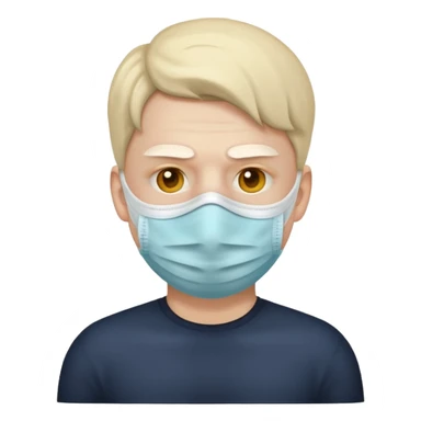 남자가 아파서 입에 마스크 쓴 이모지 sticker