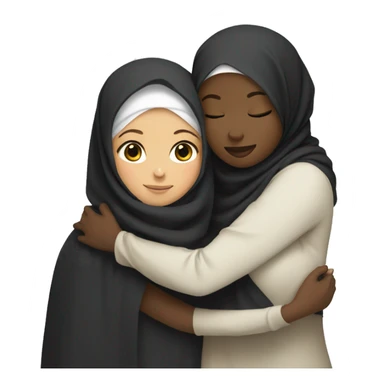 Black Hijabi hugging hijabi no faces sticker