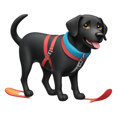 Black Labrador Retriever skiing sticker