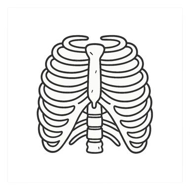 hand drawn outline icon of skeleton ribs without head sticker