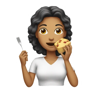 Mujer comiendo sticker