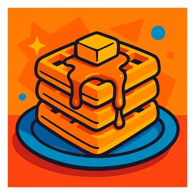 a stack of waffles, cartoon style sticker