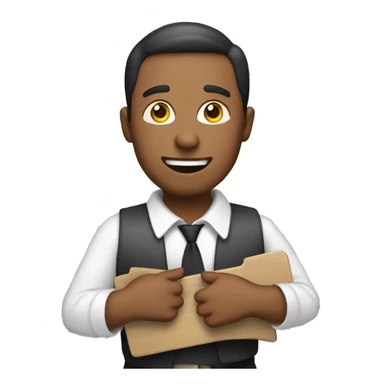 man with a clap board sticker