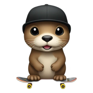 Otter with black cap and skateboards sticker