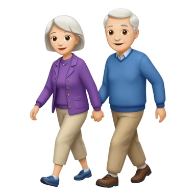 elderly couple walking sticker